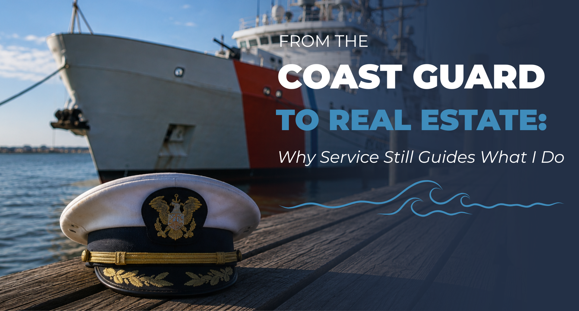 Coast Guard Cutter Ship with officer hat on pier